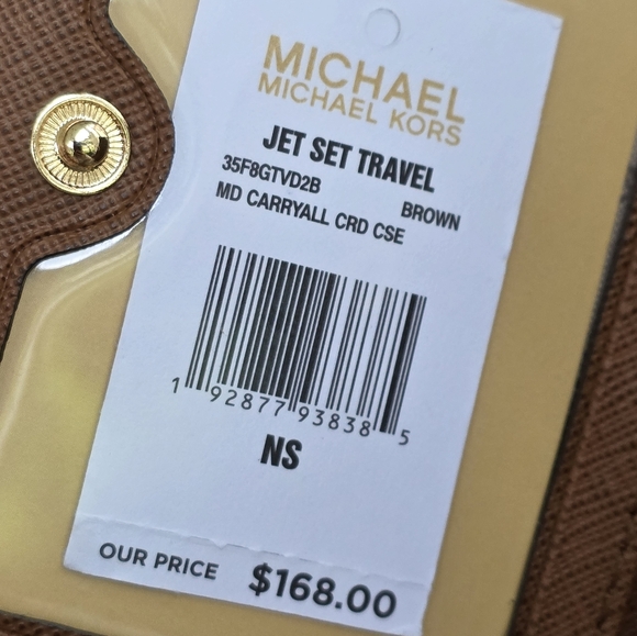 Michael Kors Jet Set Medium Logo Card Case Wallet Brown - Picture 5 of 6